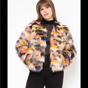NWT ELOQUII Multicolor Faux Fur Coat 22/24